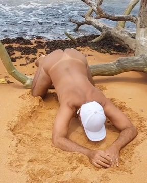 Ladysilva Taking off Her Panties on the Beach Showing off Her Hot Tanned Ass with a Tan Line