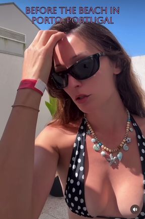 Cute trans woman shows off her petite figure while standing