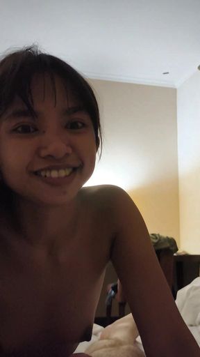 My Indonesian Wife Swallows My Cum for the First Time and Laughs Because She Bit My Cock