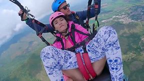 Squirting in the sky among the clouds. Extreme orgasm at bird flight height!