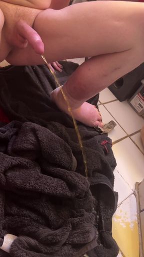 Squatting and Pissing on Floor Compilation 7   Clip 1