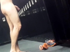 Caught getting hard on in locker room - boner spy, big dick