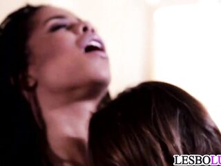 Sneaky lesbian college beauties Kira Noir and Melissa Moore