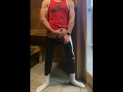 DILF JockDad87 is Horned up in the Sauna Again!