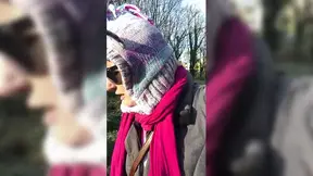 A very risky walk playing with my gorgeous tits!