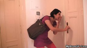 Sexy brunette cheating with the BF&#039;s brother