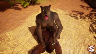 Sexy horny furry babe fucks BBC to squirt orgasm in wild life sex