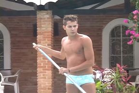 Interracial Gay Poolside Fuck - Outdoor Raw Ass Pounding by the Pool