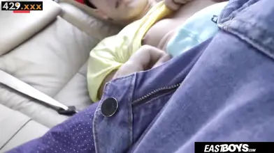 Huge-Dick Handsome Boy Gives A Hot Car Blow Job