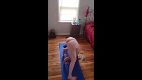 BBW MILF with big natural tits shows off her yoga moves.