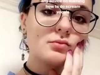 with blue hair