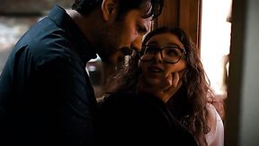 Nerdy student Leana Lovings wants her teacher's cock in mouth and pussy