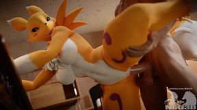 Renamon Gets Double-Parked Hard and Drenched with Cum