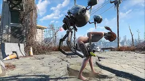 Petite Teen Rides Mr. Handy Bot in Fallout 4 Bedroom Fun