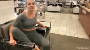 Blonde Teen Angelina Strips Teasingly Alone in Public Changing Room