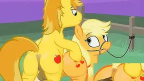Cartoon porn My little Pony fucking Applejack from the back