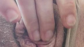 Pulls panties to the sides and fingers and explores juicy pussy