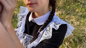 Banging a Petite Slut Outdoors Among the Bushes