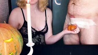 Slutty witch turns her subs eggs in a pumpkin