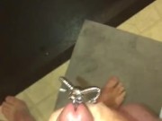 POV Testing out my new Gothic Hollow Urethral Sounding Rod Cumming through it for the first time