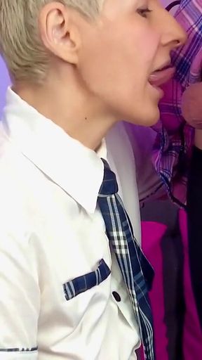 Ball licking fetish - unusual feeling for locked femboy