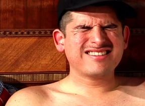 Black hunk slamming twink's butt hole after getting a blowjob
