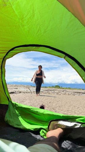 I took my stepsister to the beach and fucked her outdoors where everyone can see us