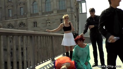 Berlin slaves shamed and fucked outdoor