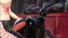 Cyberpunk Shemale and Old 80 Yo Old Woman with Big Boobs