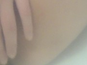Girl's caressing her body (tits and pussy) in bath. CLOSE UP. Underwater