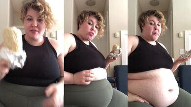 Hungry BBW stuffs a 1.7 pound burrito down her desperate belly