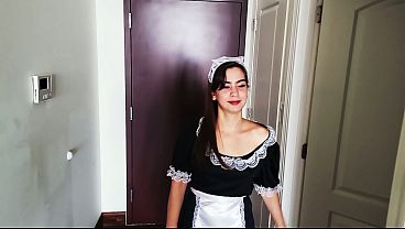 Housekeeper Cleans Wood with Her Throat