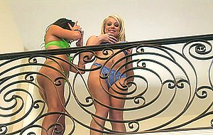 Hot lesbian sluts missy stone and shawna lenee playing with a big vibrator