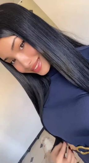 Trans in Blue mini skirt