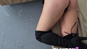 Curvy redhead MILF Sadie Gray in tight black lingerie &mdash;  seductive and passionate