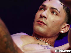 Siren Santiago screams from Andre Bedfords electric wand and stiff cock