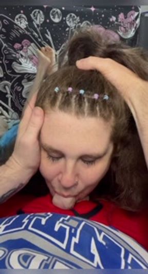 Rough deepthroat facefuck, daddy cums so hard in my throat