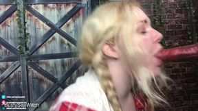 Teen farm slut gets a BJ and fucked doggy style with huge boobs