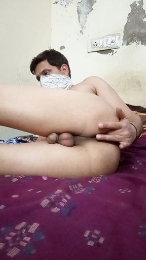 Indian Husband Trying to Take Cucumber in Asshole and Jerking