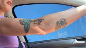 Driving 70mph and Stroking my Girl Cock Until I Cum