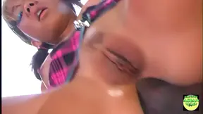 Caught Asian slut masturbates then gets anal inspection