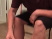 Nash Freer clips his toenails