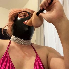 Sissy sloppy Deepthroat Training for real men. Just another white sissy slave training her throat for BBC