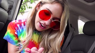 Spontaneous sex in the car with super-hot blonde teen