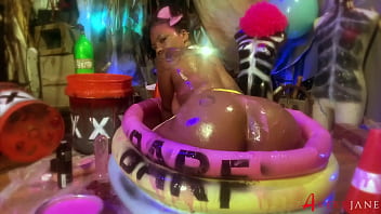 SEXY SLIMY MESSY EBONY ANAL GAPING