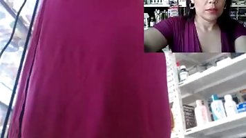 Aroused amateur woman was caught masturbating at work, the other day, but she didn't care