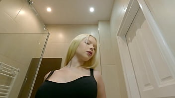 Hot Brazilian Petite Blonde College Girl comes for a Fashion Lingerie Shooting prepares in the Bathroom turns a Porn Casting