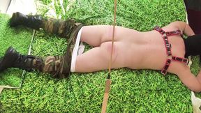 Military Man Caned Hard For Disobeying Orders