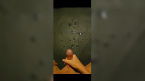 Intense slow motion cumshot with a deep reacharound handjob