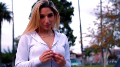 Blonde Lexi takes two men in a DP climax followed by a facial